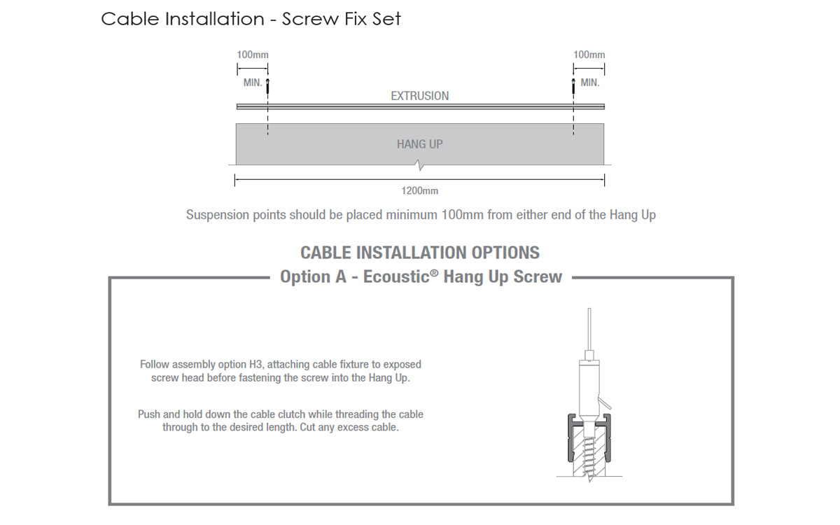 Ecoustic Baffle Cable Suspension Screw Fix Set