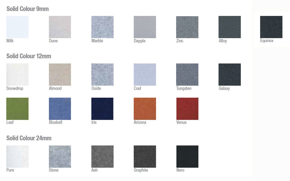 Ecoustic Panel Solid Colour 9mm